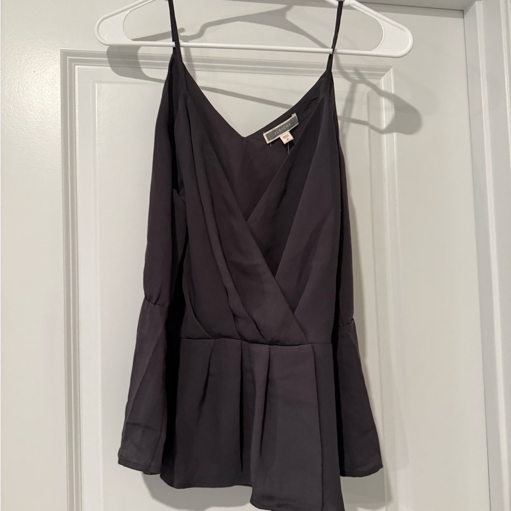 NWT Pleione Dark Gray Wrap Blouse